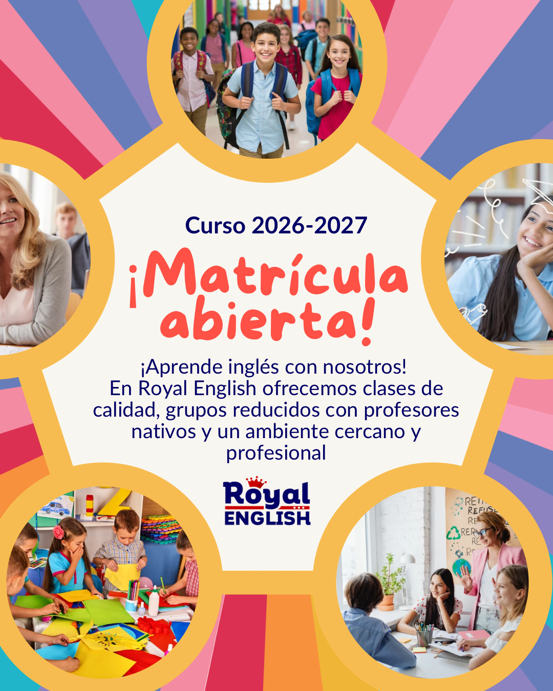 Matrícula abierta 2026-2027 – clases de inglés en Royal English Valdemoro